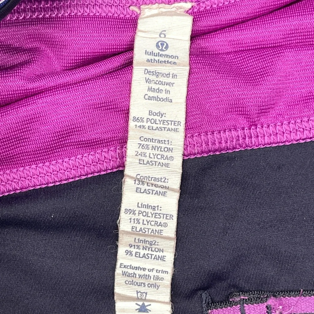 Lululemon Shorts Women 6 Purple Space Dye Waistband Lined Athletic Speed Running
